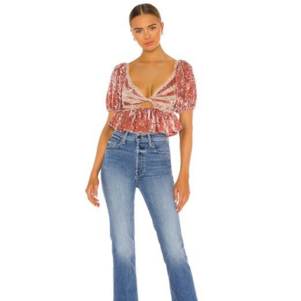 NWT Free People Yours Truly velvet top in blush
